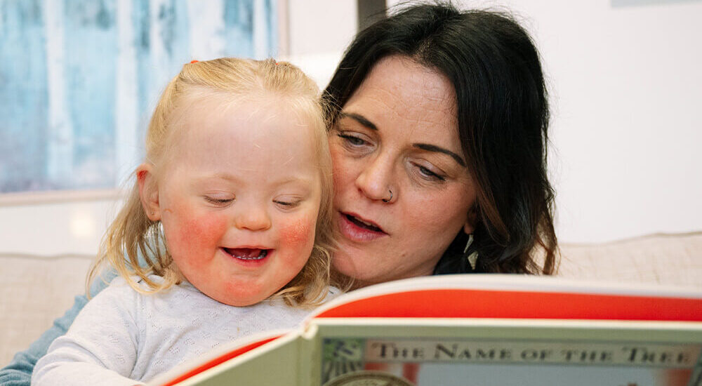 Child receiving a bedtime story