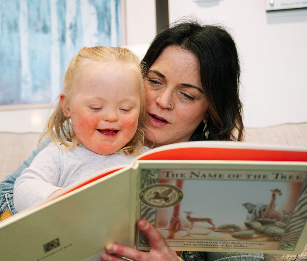 Child receiving a bedtime story